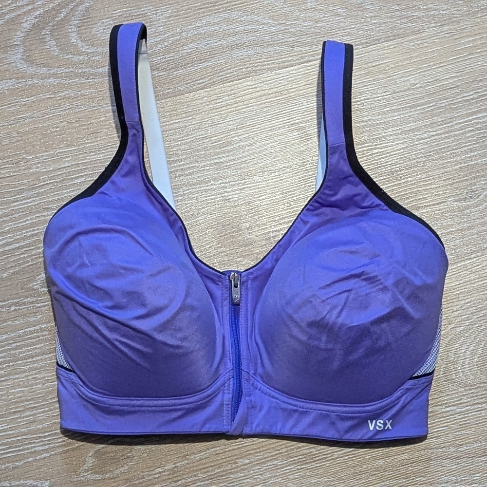 Victoria's Secret VSX Incredible Zip Front Sports Bra Purple Women's 34DD